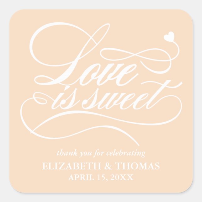 CLASSY ELEGANT LOVE IS SWEET WEDDING STICKERS (Front)