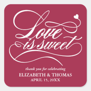 CLASSY ELEGANT LOVE IS SWEET WEDDING STICKERS