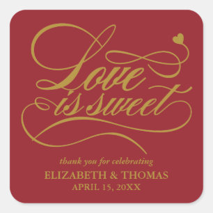 CLASSY ELEGANT LOVE IS SWEET WEDDING STICKERS