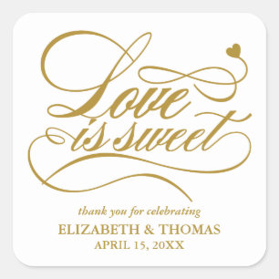 CLASSY ELEGANT LOVE IS SWEET WEDDING STICKERS