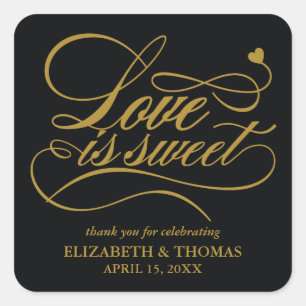 CLASSY ELEGANT LOVE IS SWEET WEDDING STICKERS