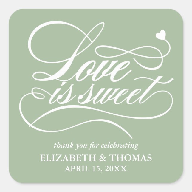 CLASSY ELEGANT LOVE IS SWEET WEDDING STICKERS (Front)