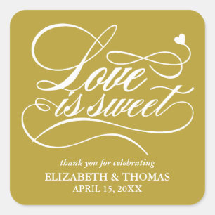 CLASSY ELEGANT LOVE IS SWEET WEDDING STICKERS