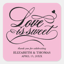 CLASSY ELEGANT LOVE IS SWEET WEDDING STICKERS