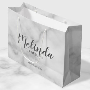 Classy Elegant Marble Personalised Bridesmaids Large Gift Bag