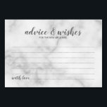 Classy Elegant Marble Wedding Advice and Wishes Table Number<br><div class="desc">Classy Elegant White Marble Wedding Advice and Wishes Card featuring title in grey modern script font with details in grey modern sans serif font on white marble background.
Perfect for wedding,  baby shower,  birthday party,  bridal shower,  bachelorette party and any special occasions.</div>