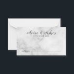 Classy Elegant Marble Wedding Advice Card<br><div class="desc">Classy Elegant White Marble Wedding Advice and Wishes Card
featuring title in grey modern script font with details in grey modern sans serif font on white marble background.</div>
