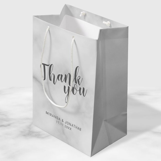 Classy Elegant Marble Wedding Favour Medium Gift Bag (Creator Uploaded)