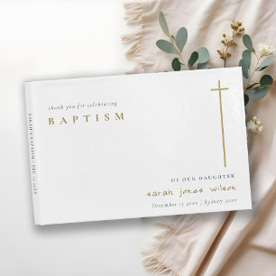 Classy Elegant Minimal Gold Typography Baptism Guest Book