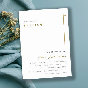 Classy Elegant Minimal Gold Typography Baptism  Invitation