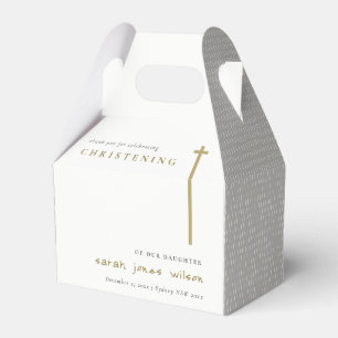 Classy Elegant Minimal Gold Typography Christening Favour Box