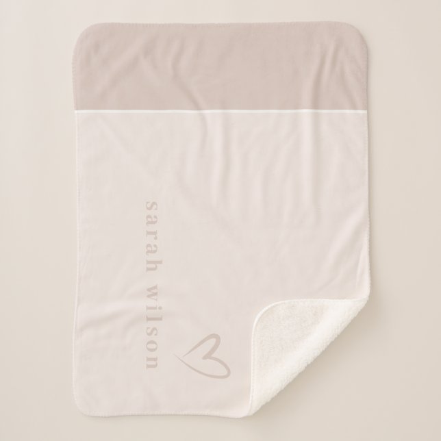 Classy Elegant Minimal Simple Blush Pink Heart Sherpa Blanket (Front)