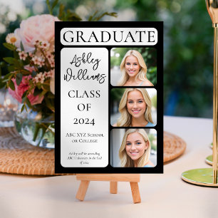 Classy Elegant Minimalist Graduate 3 Photo Announcement