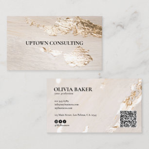 Classy Elegant Modern Faux Gold Foil QR Code Business Card