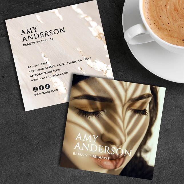 Classy Elegant Modern Luxury Gold Foil Photo Square Business Card (Creator Uploaded)