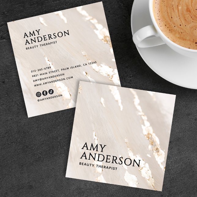 Classy Elegant Modern Luxury Gold Foil Square Business Card (Creator Uploaded)