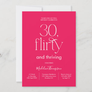 Classy Elegant Plain Pink Magenta 30th Birthday Invitation