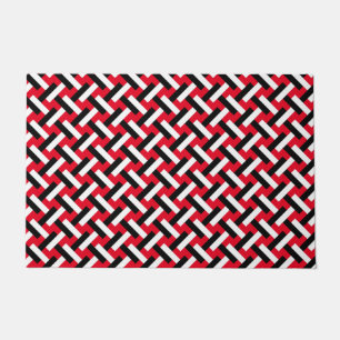 Classy & Elegant Red Art Deco Herringbone Pattern Doormat