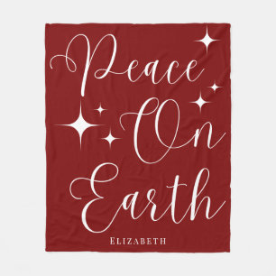 Classy Elegant Red & White Personalised Christmas  Fleece Blanket