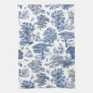 Classy Elegant Rustic Blue Country Toile Tea Towel