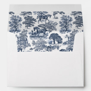 Classy Elegant Rustic Blue Horses Country Toile Envelope