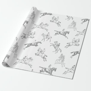 Classy Elegant Rustic Horse Riding Country Toile  Wrapping Paper