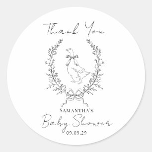  Classy Elegant silly goose baby shower  Classic Round Sticker