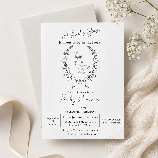 Classy Elegant silly goose baby shower  Invitation (Creator Uploaded)