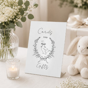 Classy Elegant silly goose baby shower Pedestal Sign