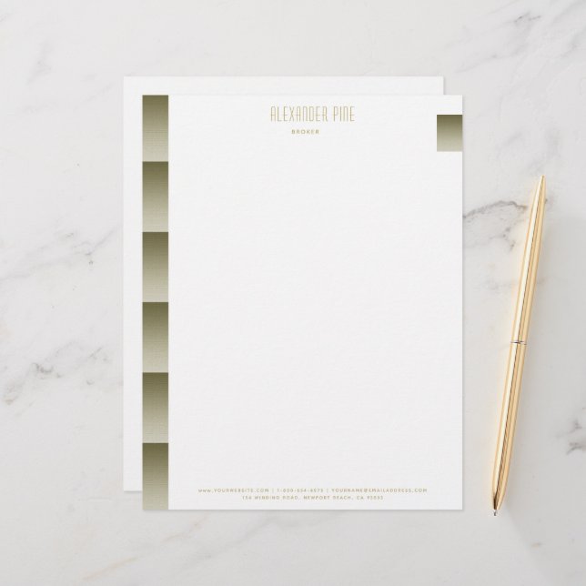 Classy Elegant Simple Gold Professional Business Custom Letterhead (Front/Back In Situ)