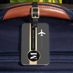 Classy Elegant Traveller Gold Metal monogram Name Luggage Tag