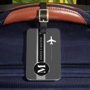 Classy Elegant Traveller Gold Metal monogram Name Luggage Tag