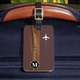  Classy Elegant Traveller Wood monogrammed Name  Luggage Tag