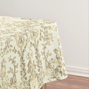 Classy Elegant Vintage Beige Country Toile Tablecloth