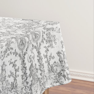 Classy Elegant Vintage Grey French Country Toile Tablecloth