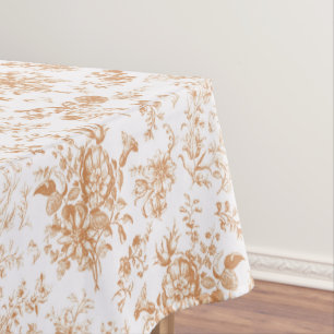 Classy Elegant Vintage Orange Floral Toile Tablecloth