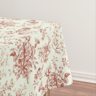 Classy Elegant Vintage Red Floral Toile Tablecloth