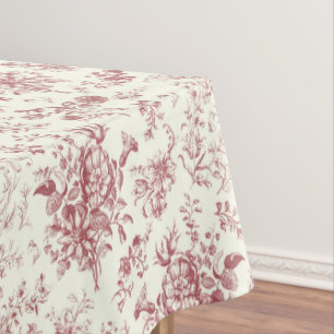 Classy Elegant Vintage Red Floral Toile Tablecloth