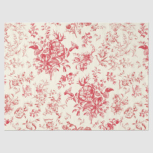 Classy Elegant Vintage Red Floral Toile Tissue Paper
