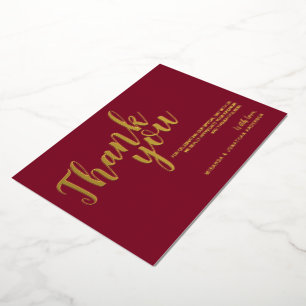 Classy Elegant Wedding Thank You Burgundy and Gold