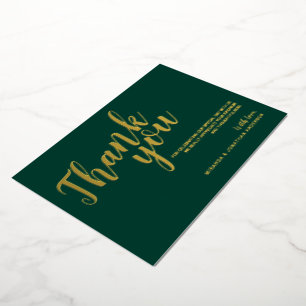 Classy Elegant Wedding Thank You Emerald and Gold