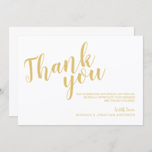 Classy Elegant White and Gold Wedding Thank You Invitation