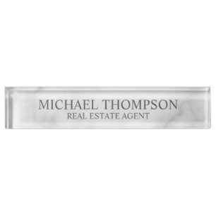 Classy Elegant White Marble Nameplate