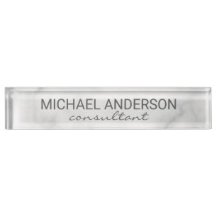 Classy Elegant White Marble Nameplate