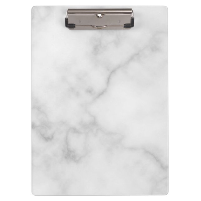 Classy Elegant White Marble Pattern Clipboard (Front)