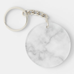 Classy Elegant White Marble Pattern Key Ring