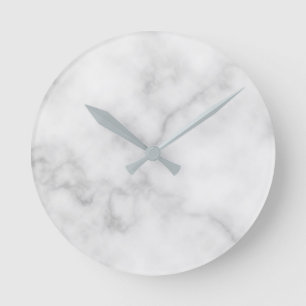 Classy Elegant White Marble Pattern Round Clock