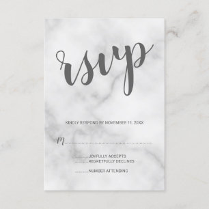 Classy Elegant White Marble Wedding RSVP Card