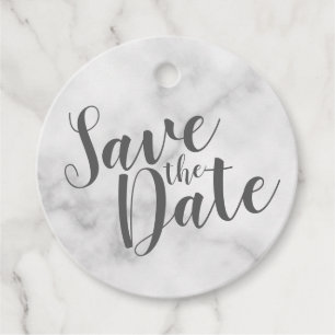 Classy Elegant White Marble Wedding Save the Date Favour Tags