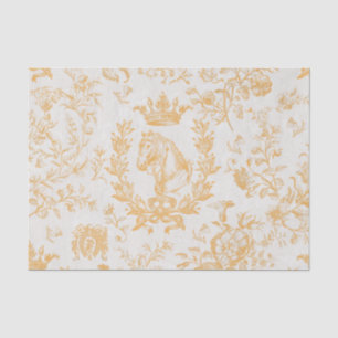 Classy Elegant Yellow Grey Equestrian Floral Toile Tissue Paper